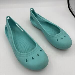 Crocs Shoes Flats Girls Kids Size J 3 Kadee Slip On Comfort Teal‎ Blue
